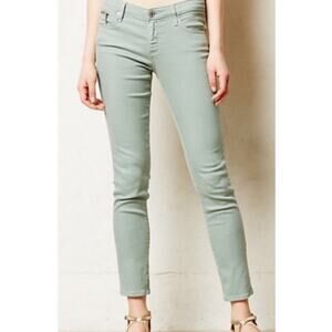 Adriano Goldschmied Stevie Ankle Zip Stretchy Jeans Sz 31R in Pale Sage Green